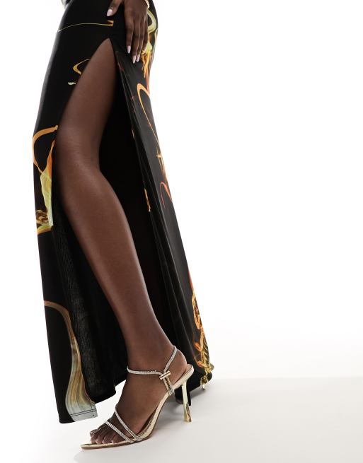 ASOS DESIGN cap sleeve keyhole detail maxi dress in scorpion print, 3 of 4