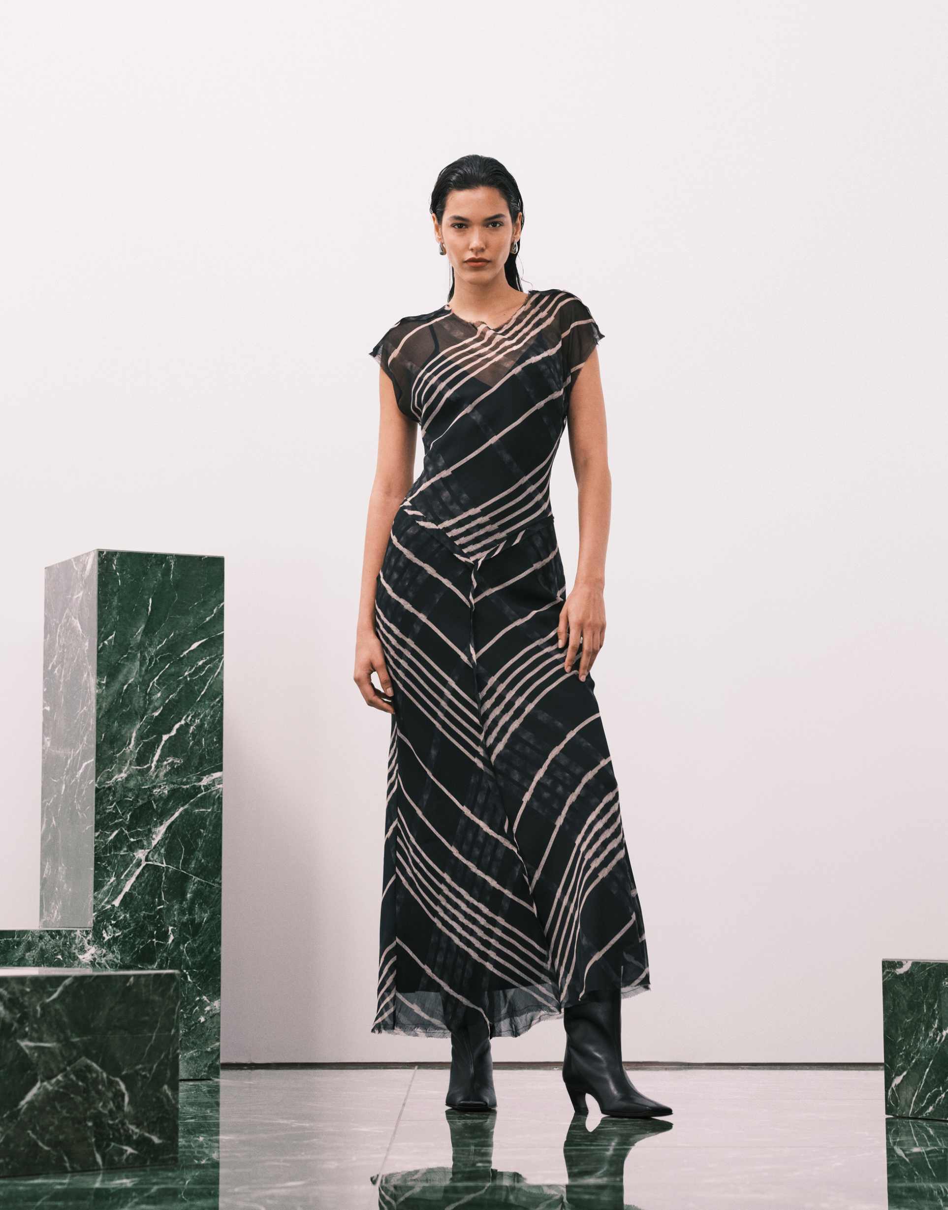 asos design cap sleeve midaxi dress with dropped waist in plaid