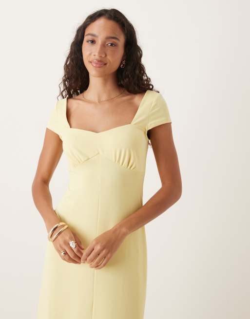 ASOS DESIGN cap sleeve midi tea dress in buttermilk