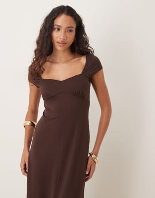 Asos Design Cap Sleeve Midi Tea Dress In Black