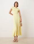 [ASOS DESIGN] ASOS DESIGN cap sleeve seam detail midi dress in yellow S YELLOW