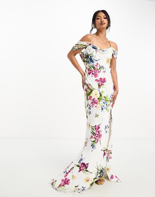 Asos white outlet floral maxi dress