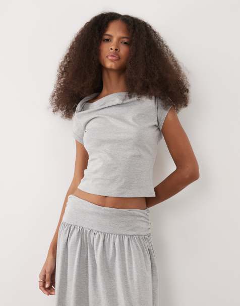 ASOS DESIGN cap sleeve top in gray - part of a set - view 1