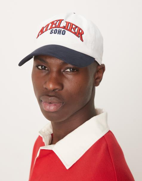 ASOS DESIGN cap with embroidery and contrast peak in white - view 1