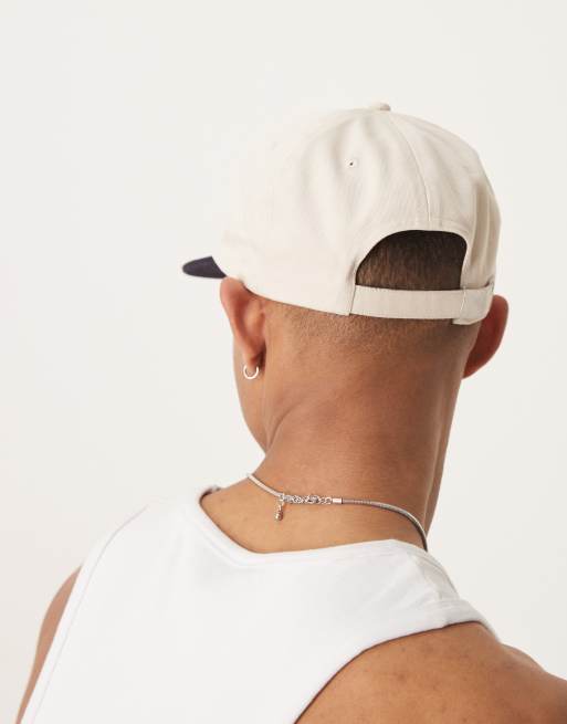 ASOS DESIGN cap with embroidery detail and contrast peak in ecru and navy, 3 of 3