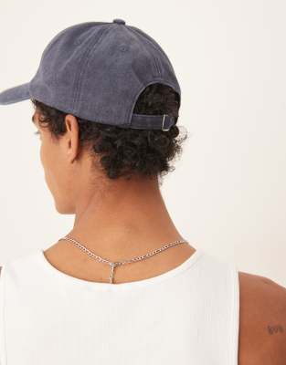 Asos Design Cap With Embroidery In Blue