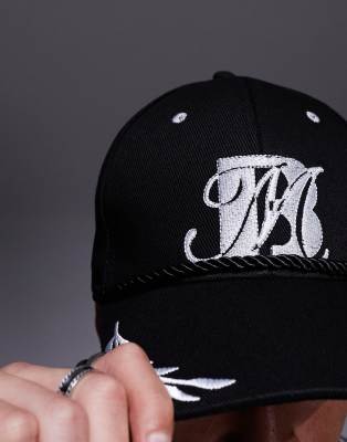 Asos Design Cap With Graphic In Black