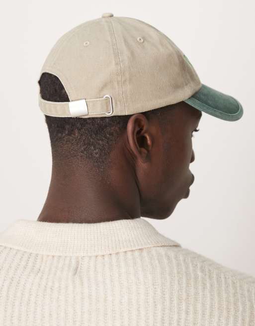 ASOS DESIGN cap with new york emroidery in stone with green contrast peak, 3 of 3