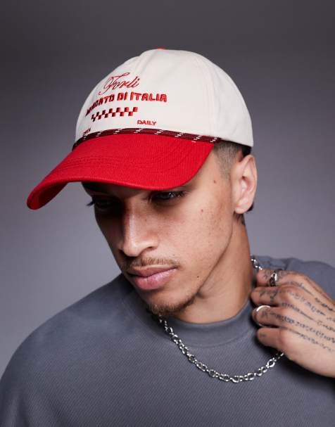 ASOS DESIGN cap with rope detail and embroidery in white with contrast peak - view 1