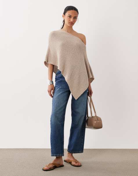 ASOS DESIGN - Cape asymétrique en maille - Marron - view 1