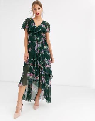 asos design cape back dipped hem maxi dress