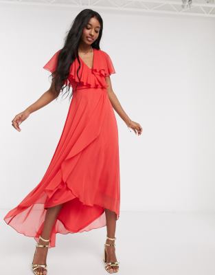 red cape maxi dress