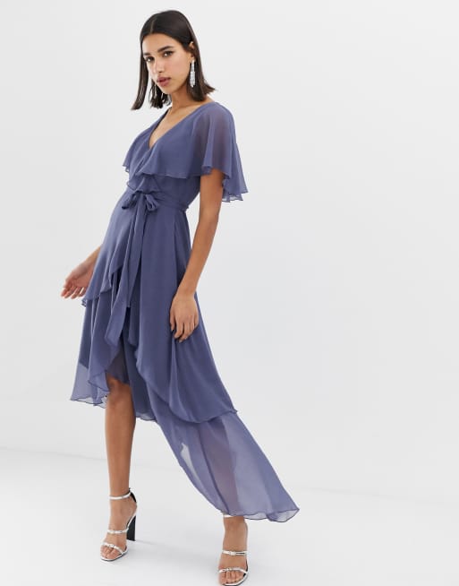 Cape back dipped shop hem maxi dress