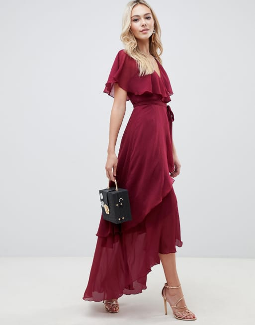 Asos design midi dress with cape best sale back and dipped hem