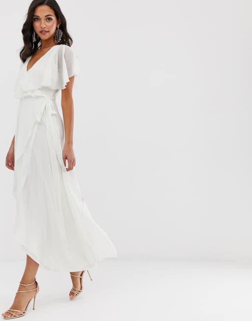 Asos design midi dress with cape back and dipped hem in outlet embellishment