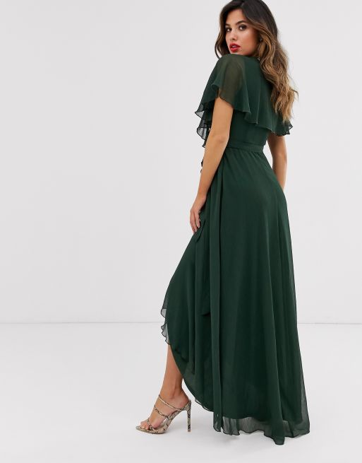 Cape back dipped hem maxi dress online