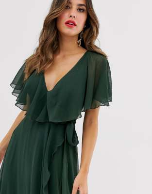 asos design cape back dipped hem maxi dress