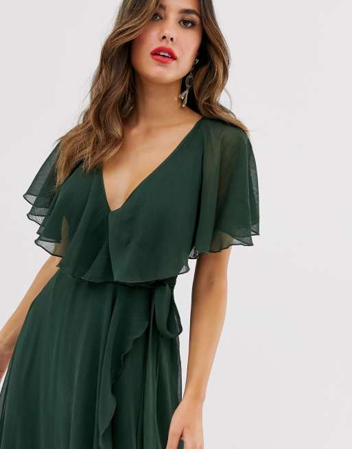 Asos design maxi dress with outlet cape back and dipped hem