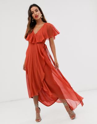 asos design cape back dipped hem maxi dress