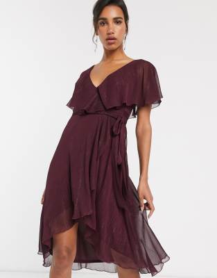 Cape back dipped hem midi clearance dress