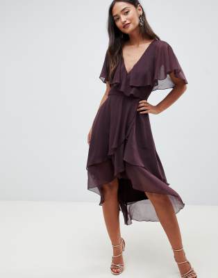 asos design cape back dipped hem midi dress