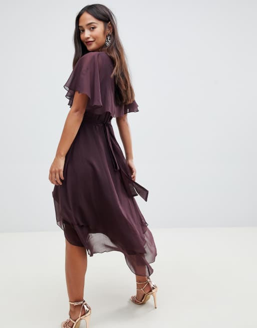 Asos cape back store dipped hem midi dress