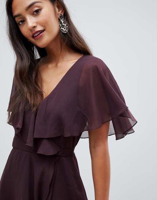 Asos design cape back dipped hem mini outlet dress