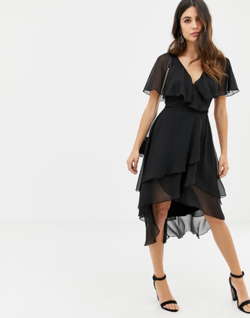 Asos design midi dress with cape back and dipped hem sale