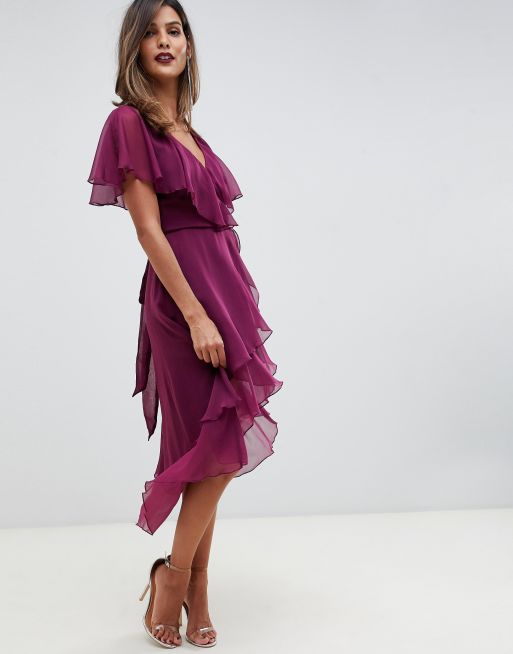 Asos cape back 2025 dipped hem midi dress