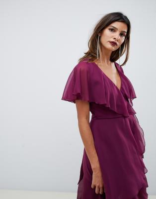 Asos design cape back dipped hem store midi dress