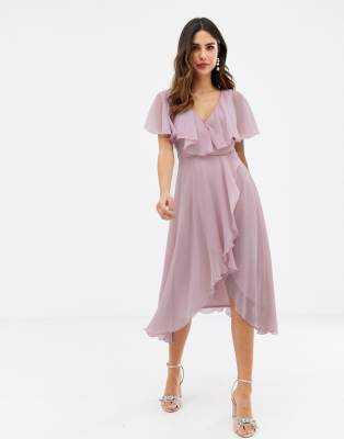 asos cape back dipped hem midi dress