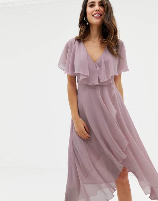 Asos cape back store dipped hem midi dress