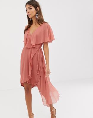 asos cape back dipped hem midi dress