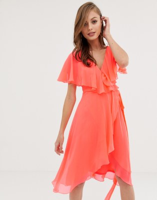 asos design cape back dipped hem midi dress