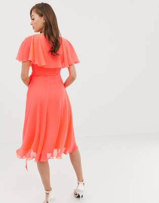 asos design midi dress with cape back and dipped hem