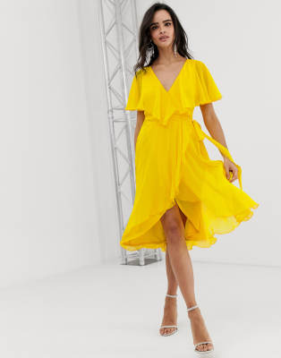 asos yellow midi dress