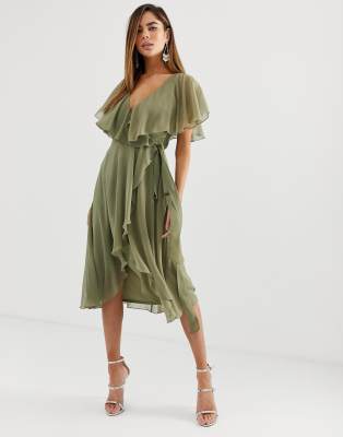 asos cape back dipped hem midi dress