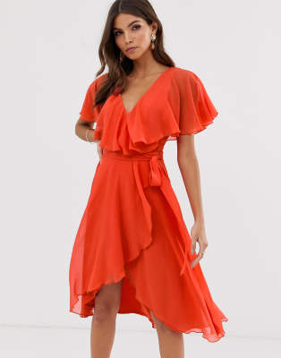 asos cape back dipped hem midi dress