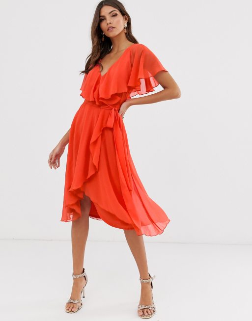 Asos cape back clearance dipped hem midi dress