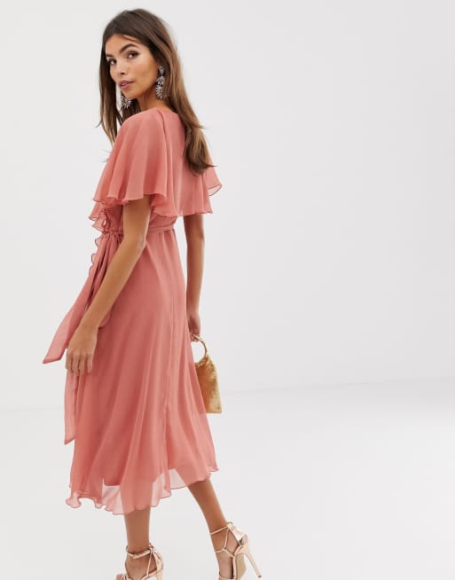 Asos design cape back dipped hem midi outlet dress