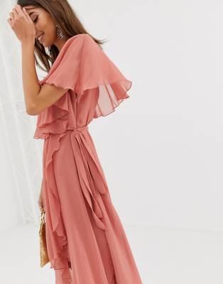 asos cape back dipped hem midi dress