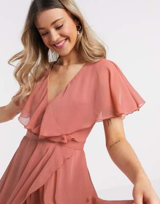 cape back dipped hem mini dress