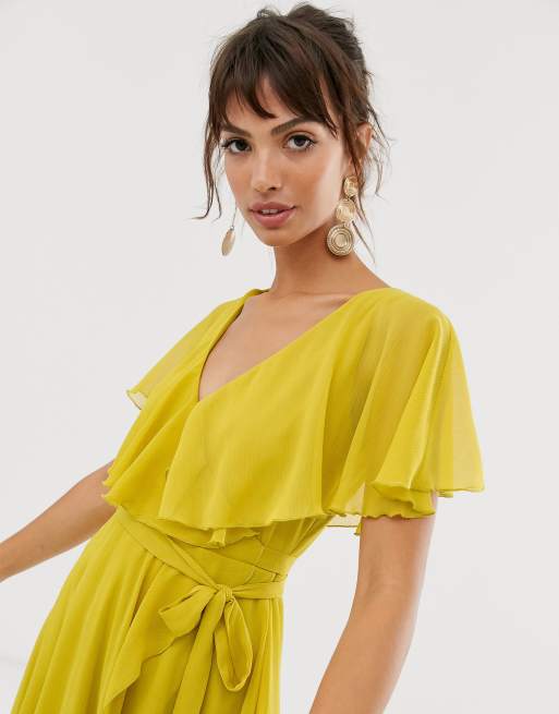 Asos design cape back dipped hem mini outlet dress