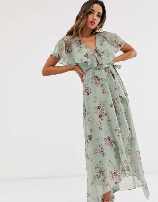 Floral sleeve maxi dress hotsell duck egg