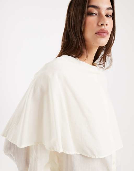 ASOS DESIGN – Cape-Bluse aus Baumwoll-Voile in Weiß, 4 von 4