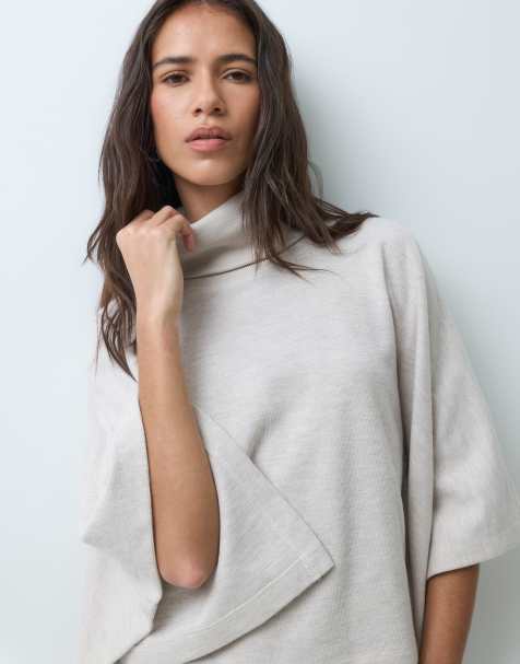 ASOS DESIGN cape côtelée ultra douce à col cheminée beige - view 1