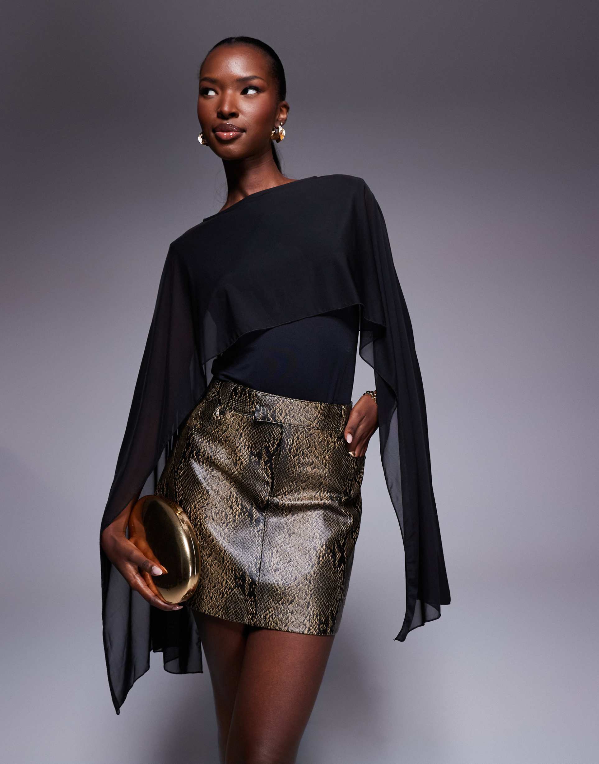 asos design cape detail bodysuit in black