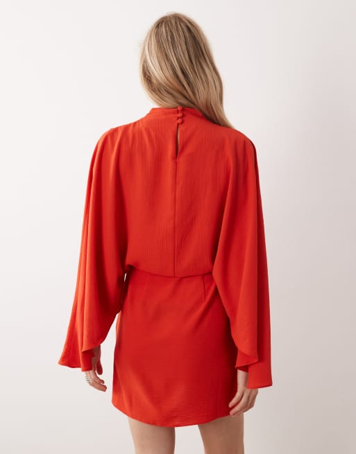 ASOS DESIGN cape detail draped mini dress in burnt orange