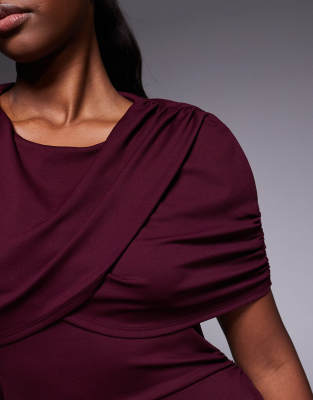 Asos Design Cape Detail Midi Dress In Burgundy