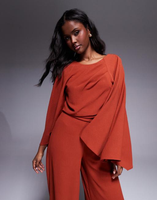 Clothing Cape Woven Tailored Jumpsuit Boohoo Cape Sleeve Jumpsuit